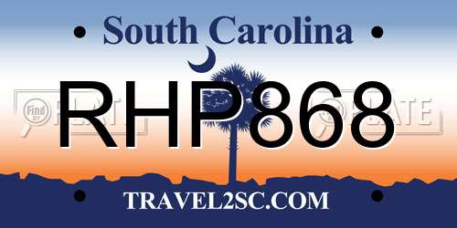 RHP868 South Carolina License Plate