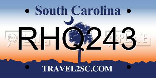 RHQ243 South Carolina License Plate