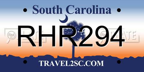 RHR294 South Carolina License Plate