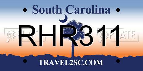 RHR311 South Carolina License Plate