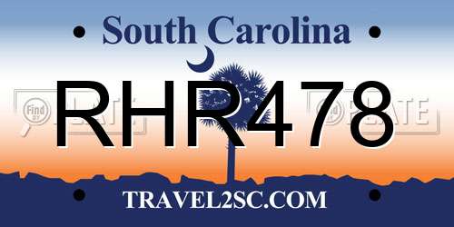 RHR478 South Carolina License Plate