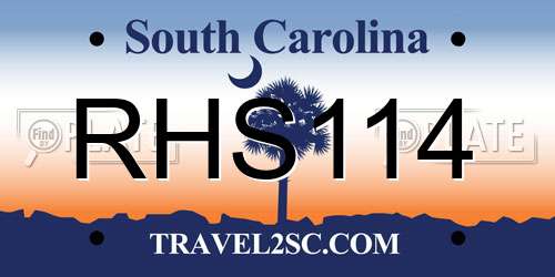 RHS114 South Carolina License Plate