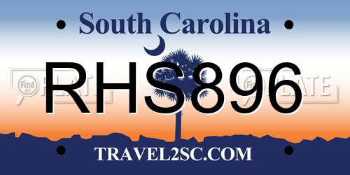 RHS896 South Carolina License Plate
