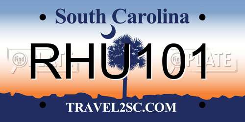 RHU101 South Carolina License Plate