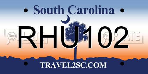 RHU102 South Carolina License Plate