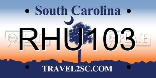 RHU103 South Carolina License Plate