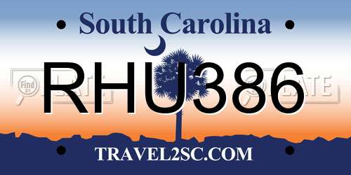RHU386 South Carolina License Plate