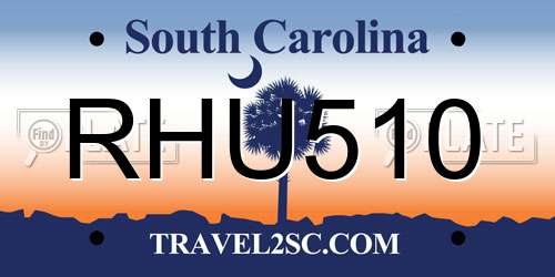 RHU510 South Carolina License Plate