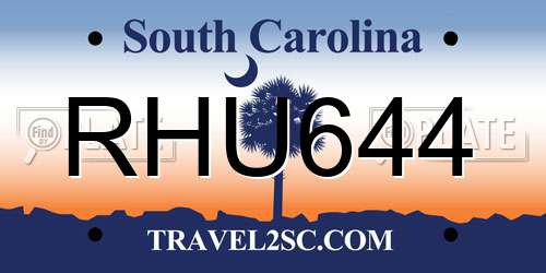 RHU644 South Carolina License Plate