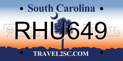 RHU649 South Carolina License Plate