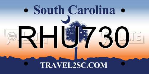 RHU730 South Carolina License Plate