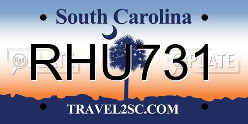 RHU731 South Carolina License Plate