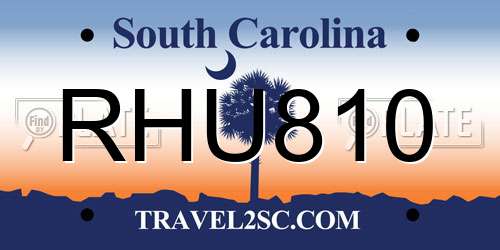 RHU810 South Carolina License Plate