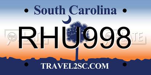 RHU998 South Carolina License Plate