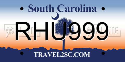 RHU999 South Carolina License Plate