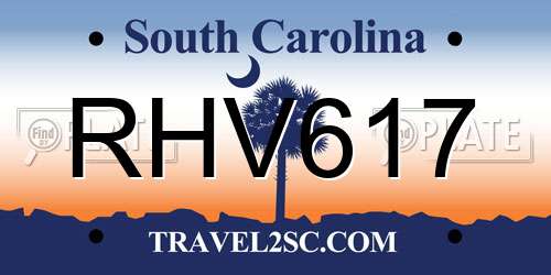 RHV617 South Carolina License Plate