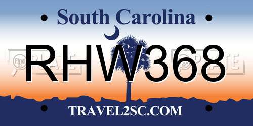 RHW368 South Carolina License Plate