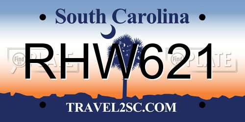 RHW621 South Carolina License Plate