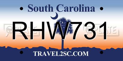 RHW731 South Carolina License Plate