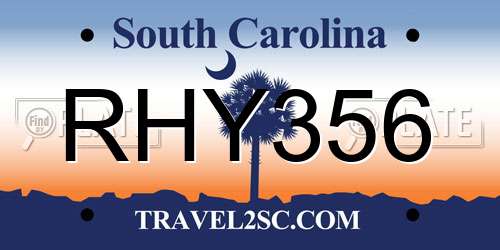 RHY356 South Carolina License Plate
