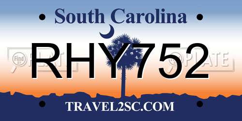 RHY752 South Carolina License Plate