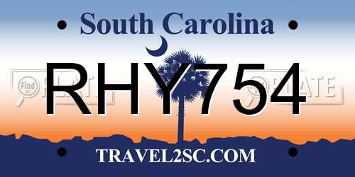 RHY754 South Carolina License Plate