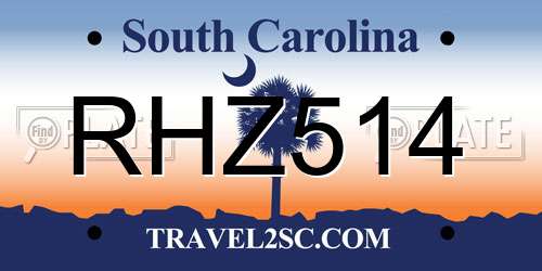 RHZ514 South Carolina License Plate