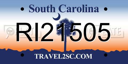 RI21505 South Carolina License Plate
