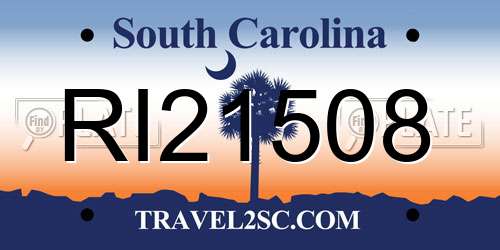 RI21508 South Carolina License Plate