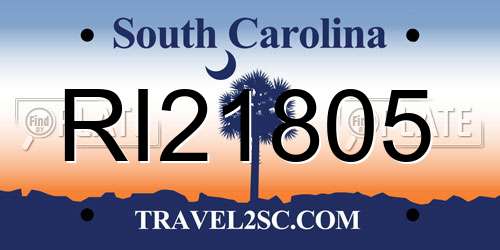 RI21805 South Carolina License Plate