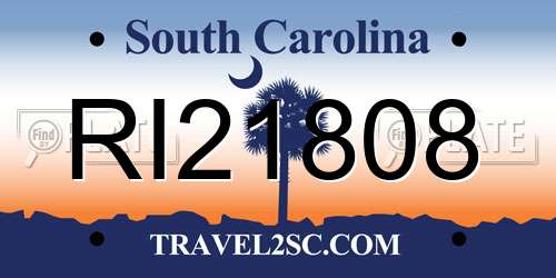 RI21808 South Carolina License Plate