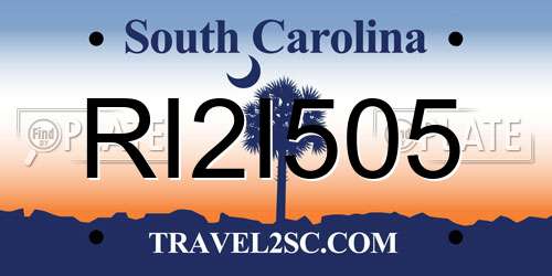 RI2I505 South Carolina License Plate