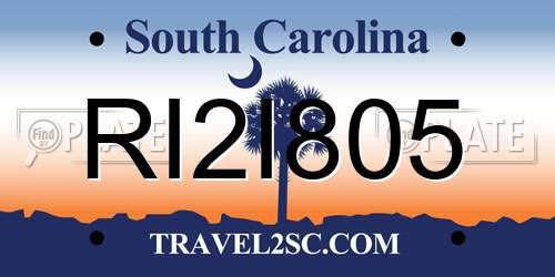 RI2I805 South Carolina License Plate