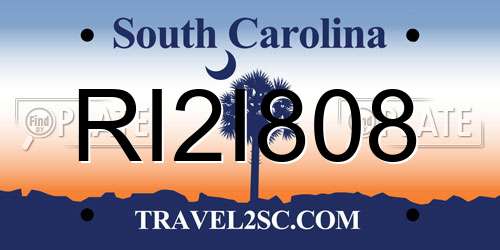 RI2I808 South Carolina License Plate
