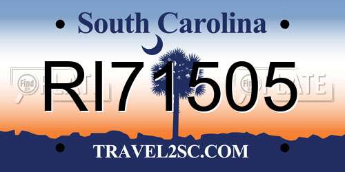 RI71505 South Carolina License Plate