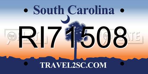 RI71508 South Carolina License Plate