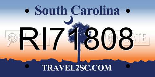 RI71808 South Carolina License Plate