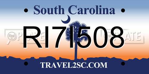 RI7I508 South Carolina License Plate