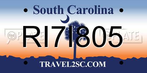 RI7I805 South Carolina License Plate