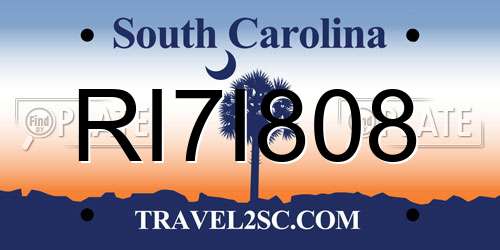 RI7I808 South Carolina License Plate