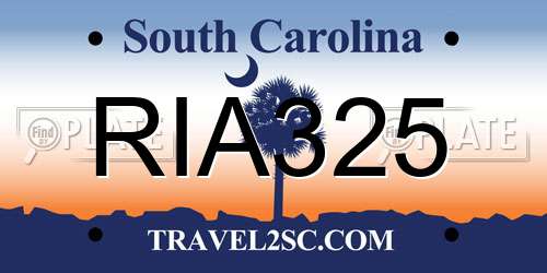 RIA325 South Carolina License Plate