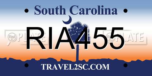 RIA455 South Carolina License Plate