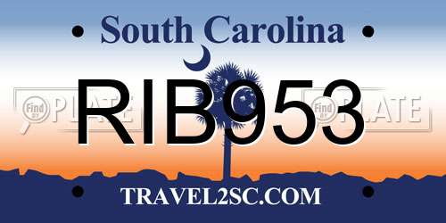 RIB953 South Carolina License Plate