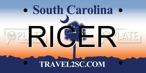 RICER South Carolina License Plate