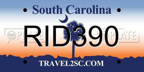 RID390 South Carolina License Plate