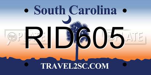 RID605 South Carolina License Plate