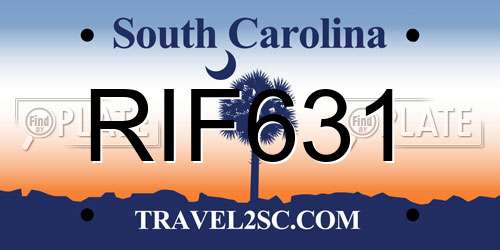 RIF631 South Carolina License Plate