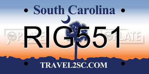 RIG551 South Carolina License Plate