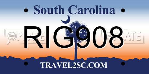 RIG908 South Carolina License Plate