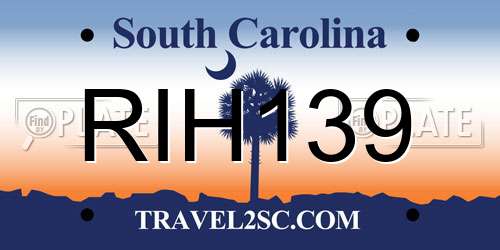RIH139 South Carolina License Plate
